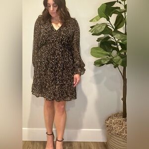 Baltic Born Black Floral Long Sleeve Mini Dress